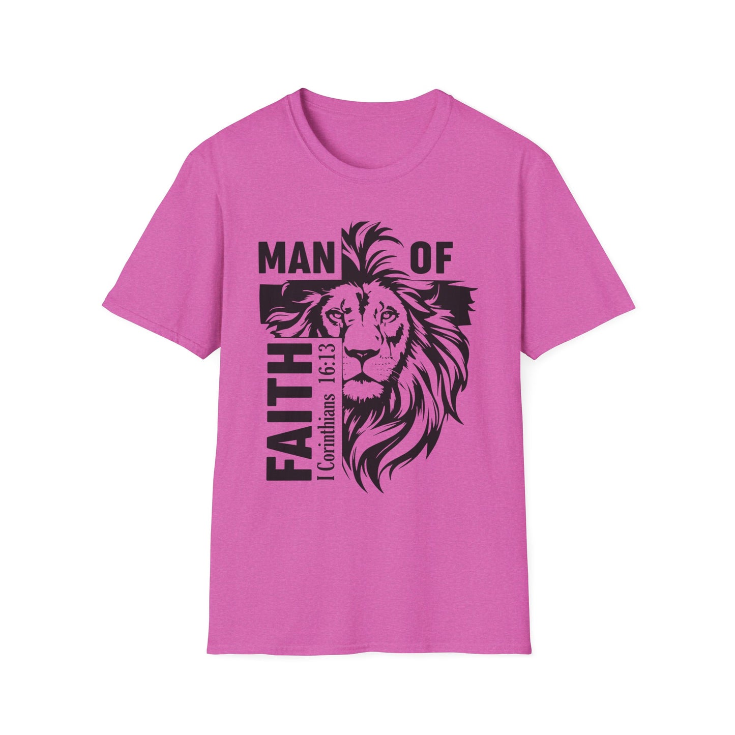 Man of Faith – Lion of Strength Softstyle Tee Man of Faith Lion Design - Christian Apparel