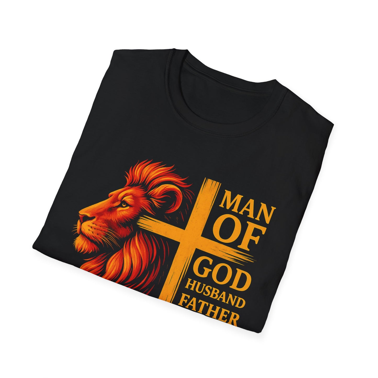 Faithful Warrior – Husband, Father, Hero Shirt Inspirational Lion Graphic T-Shirt - Man of God, Husband, Father, Hero