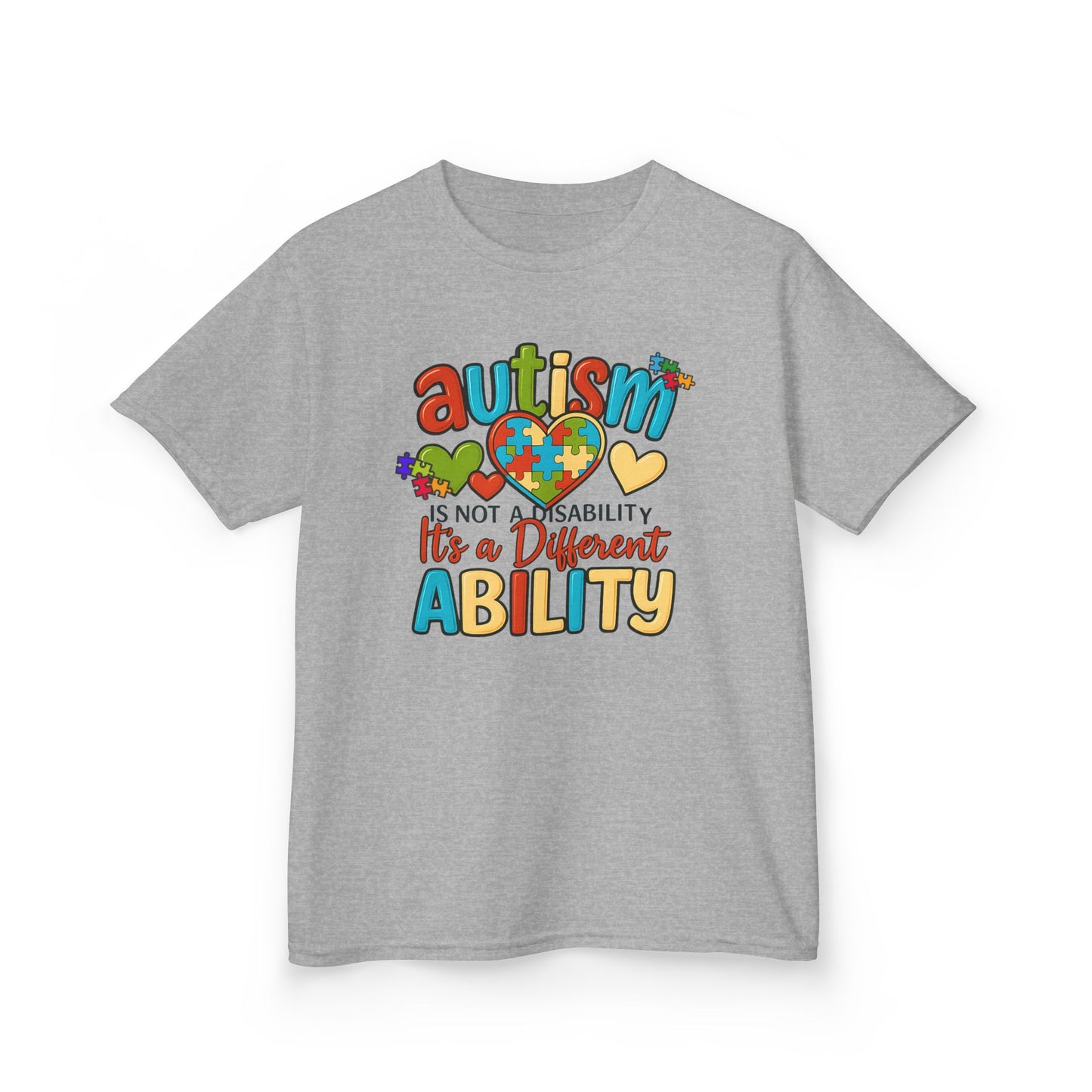 Inspirational Autism Graphic Tee Not a Disability, Just a Different Ability