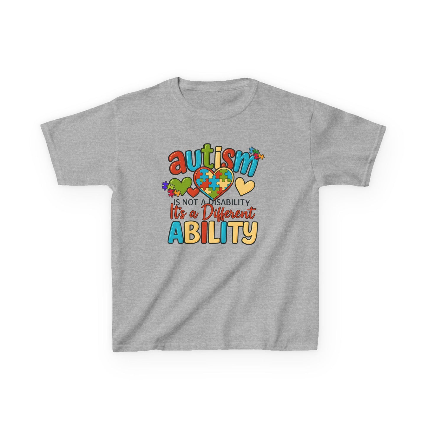 Inspirational Autism Graphic Tee Not a Disability, Just a Different Ability