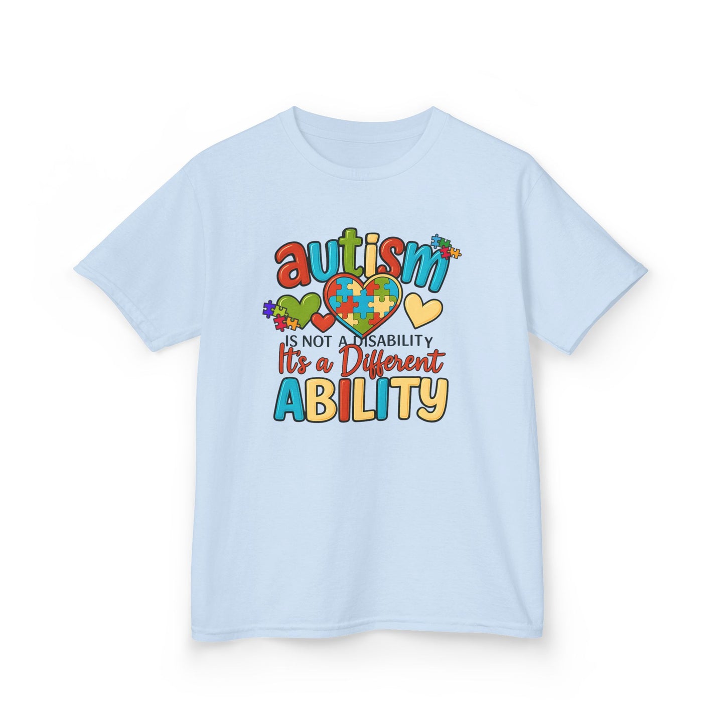 Inspirational Autism Graphic Tee Not a Disability, Just a Different Ability