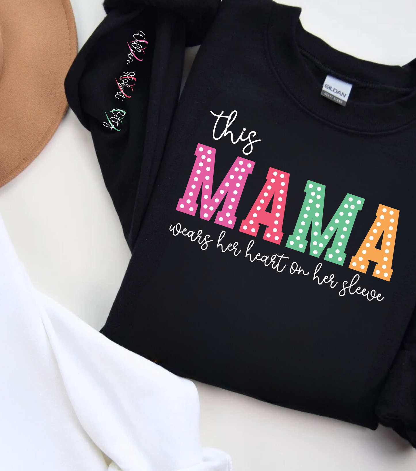 Heart-on-Her-Sleeve Mama Sweatshirt/ Perfect for A Mother's Day Gift