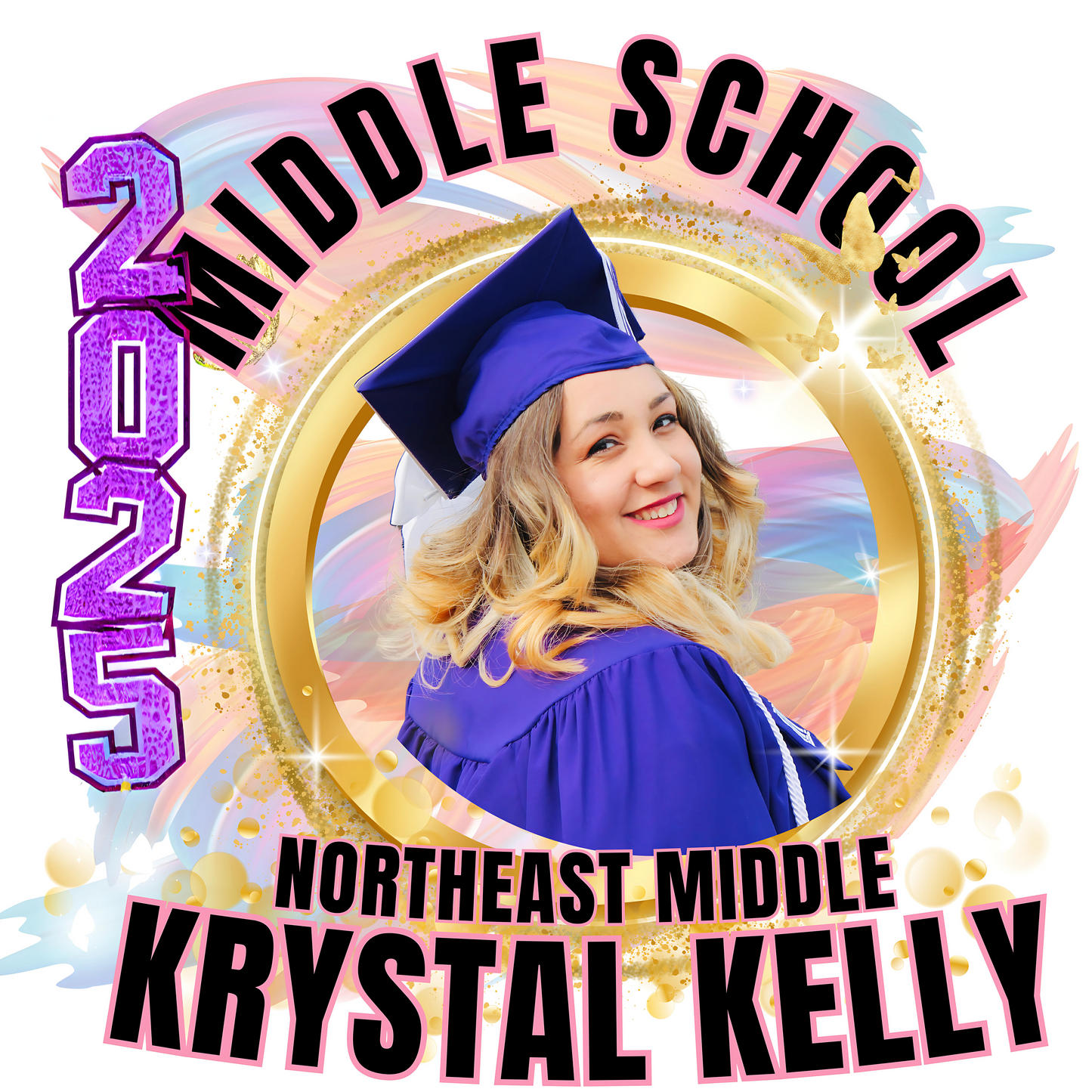 "Middle School Grad Vibes "Class of 2025 Star Unisex Softstyle