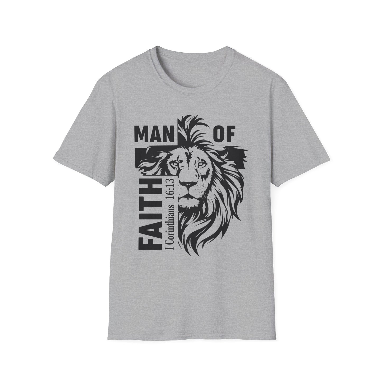 Man of Faith – Lion of Strength Softstyle Tee Man of Faith Lion Design - Christian Apparel