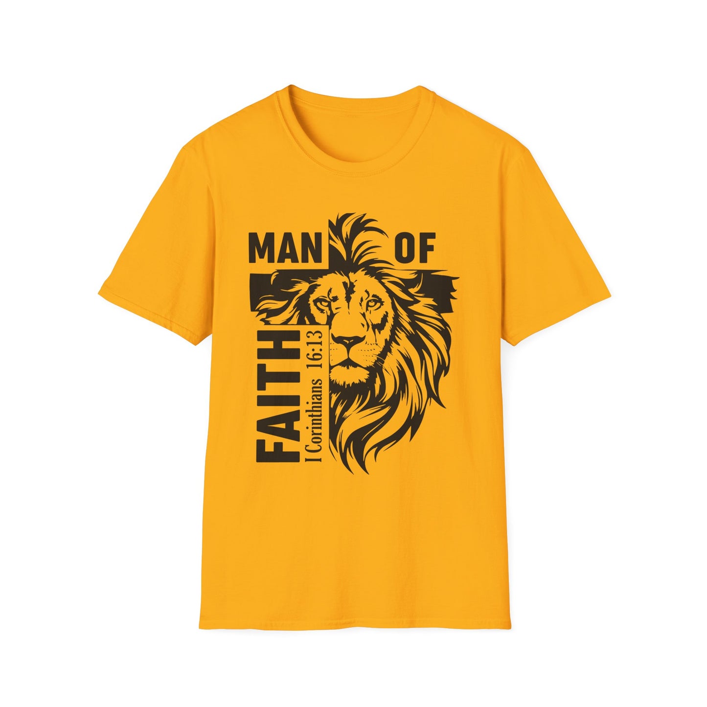 Man of Faith – Lion of Strength Softstyle Tee Man of Faith Lion Design - Christian Apparel
