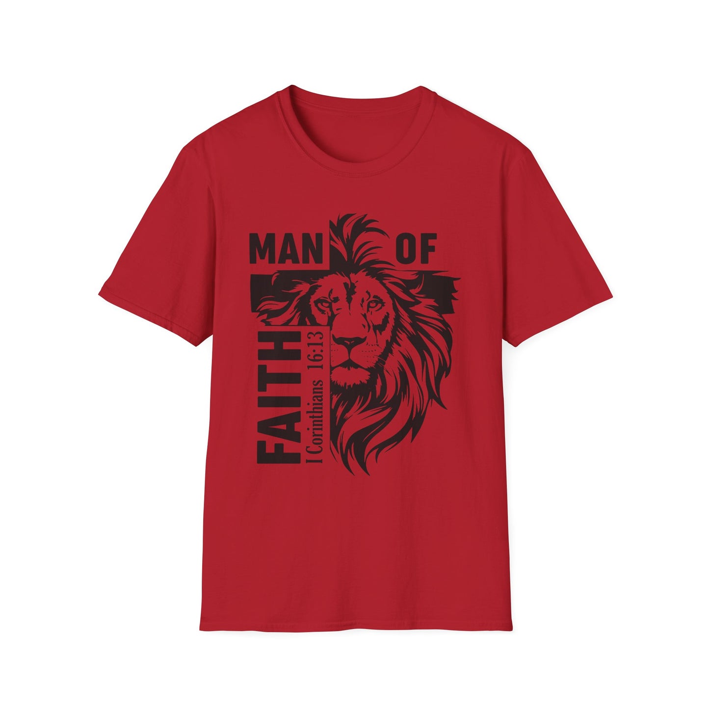 Man of Faith – Lion of Strength Softstyle Tee Man of Faith Lion Design - Christian Apparel