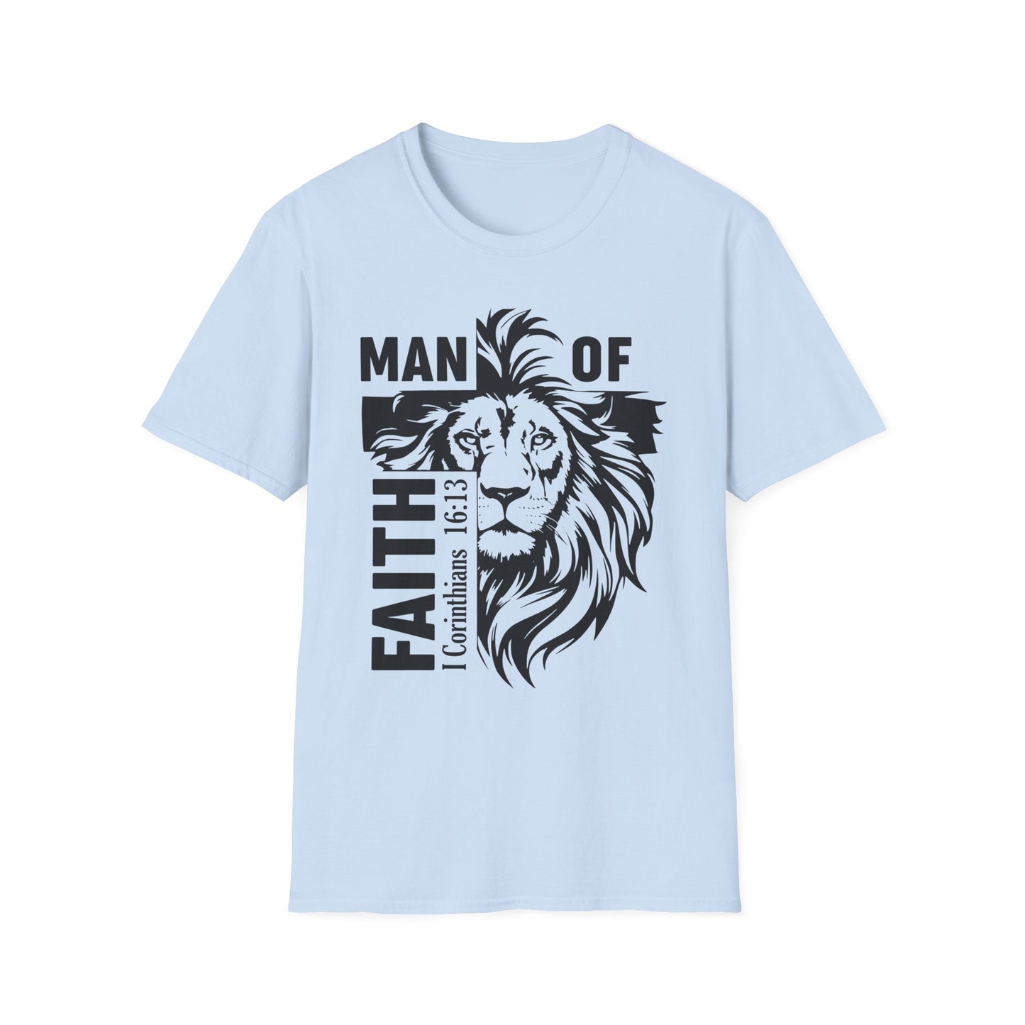 Man of Faith – Lion of Strength Softstyle Tee Man of Faith Lion Design - Christian Apparel