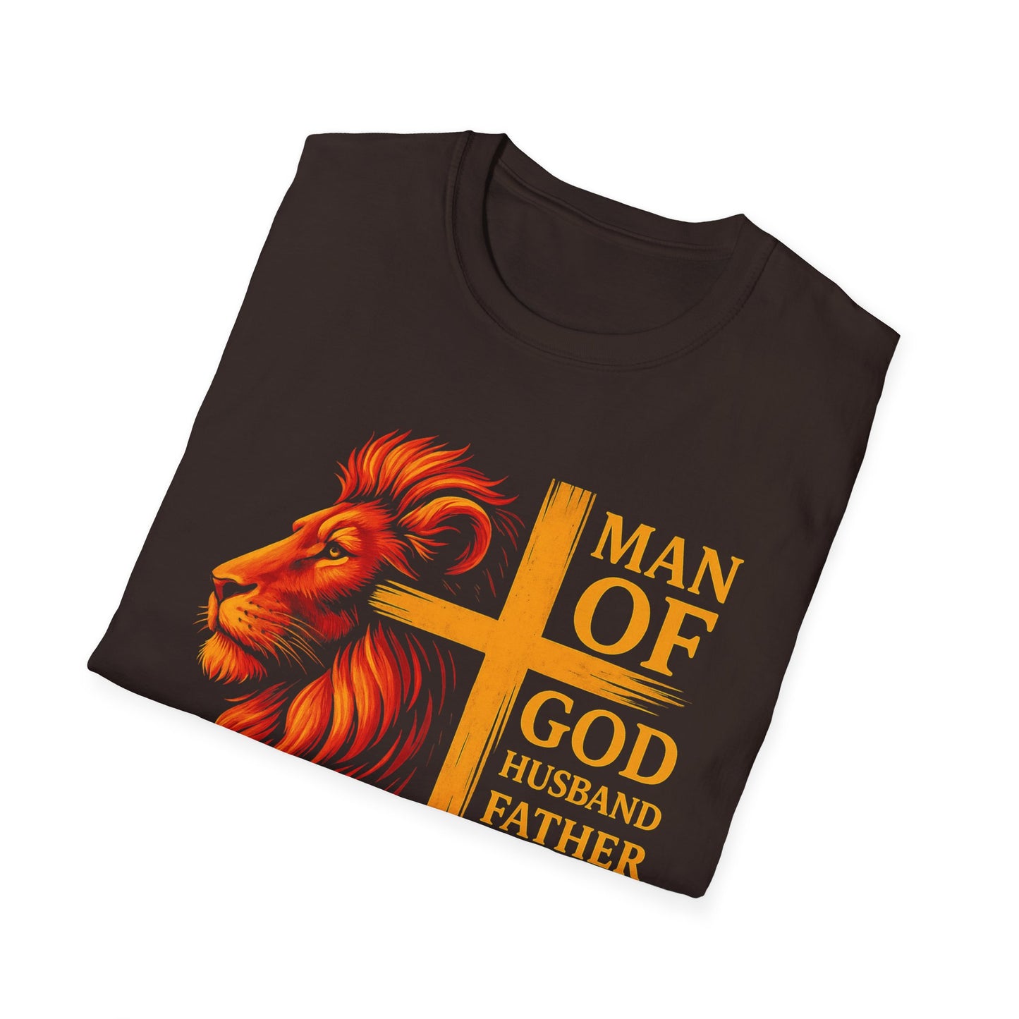 Faithful Warrior – Husband, Father, Hero Shirt Inspirational Lion Graphic T-Shirt - Man of God, Husband, Father, Hero