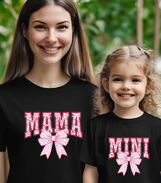 Twinning with Love –Adult Size Mama + Mini Edition T-Shirt- Perfect Gift for Moms/ Matching Kids T-Shirt Available