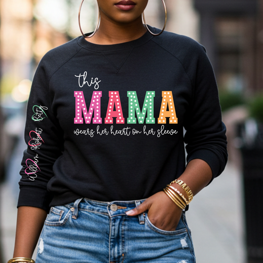 Heart-on-Her-Sleeve Mama Sweatshirt/ Perfect for A Mother's Day Gift